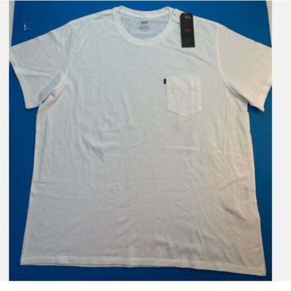 Levi's 100% Cotton T-Shirt Tee Men's Size XXL Chest Pocket Crew Neck White New - Picture 1 of 10